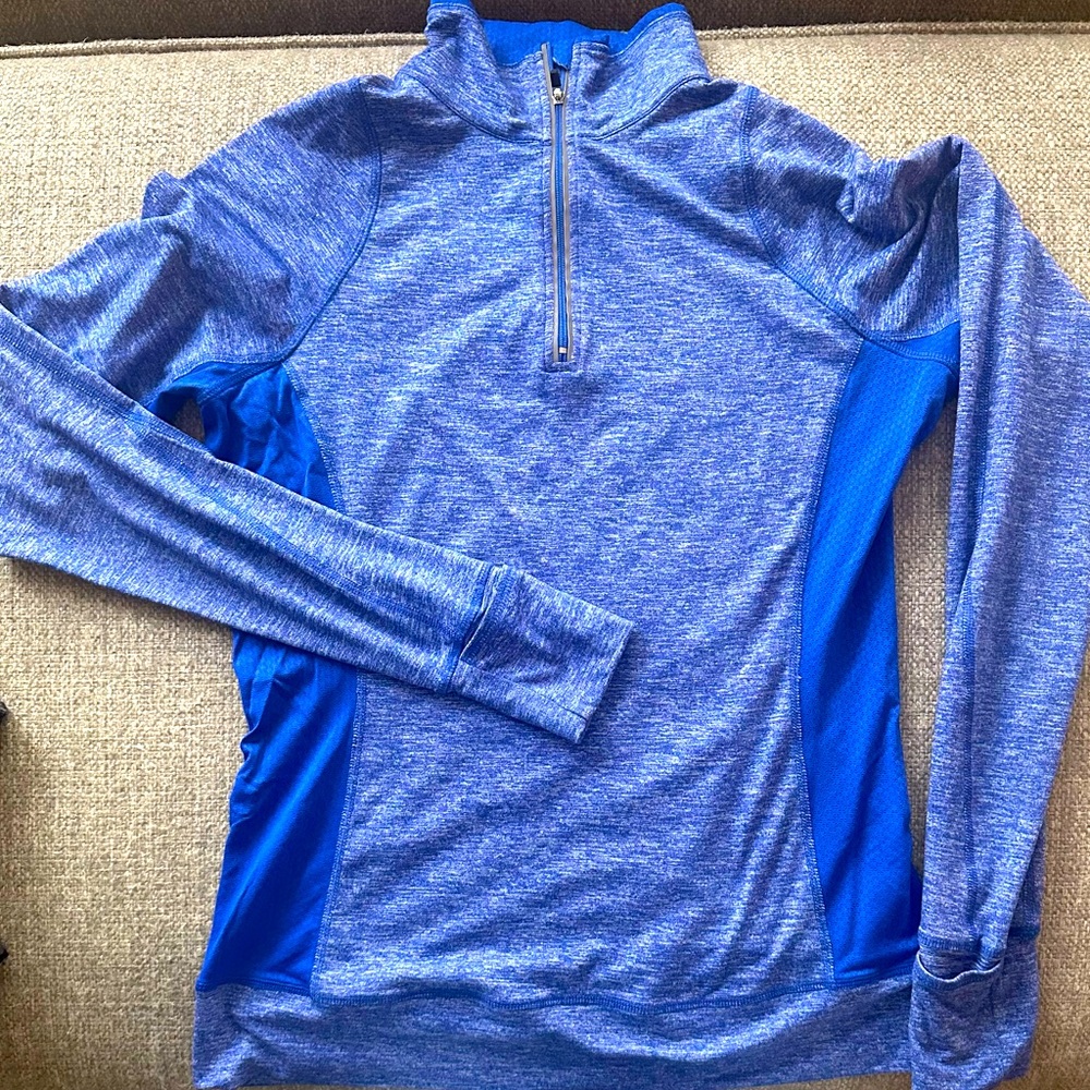 Women’s blue REVA long sleeve 1/4 sip athletic top - size M